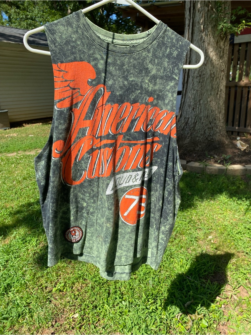 Affliction American Customs Graphic Muscle Tank - Green & Orange